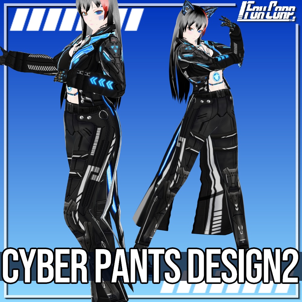 VRoid用 3*5色展開 サイバーロングパンツ2 - Cyber Long Pants Design2 3*5Colors