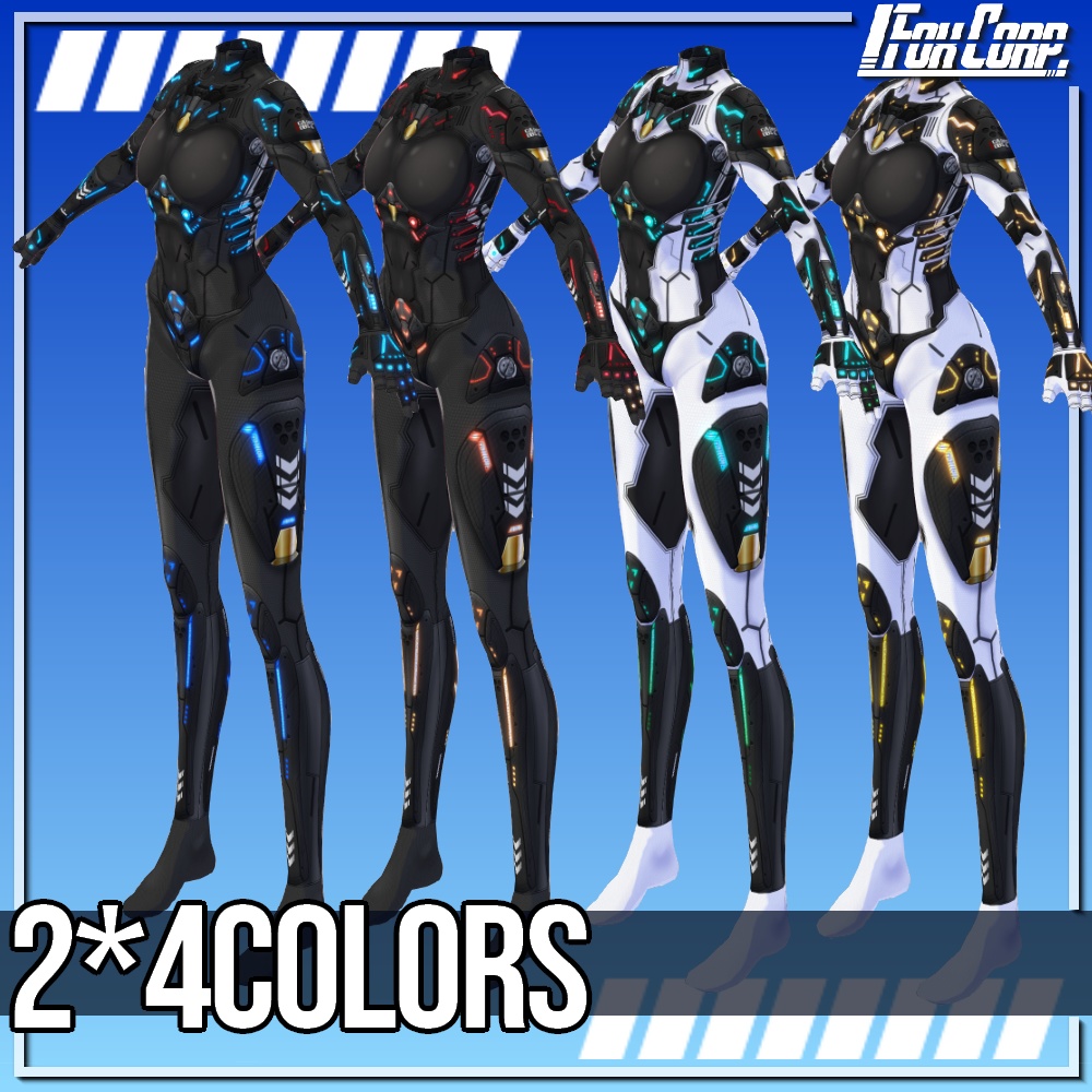 VRoid用 2*4色展開 サイバースーツ 第2世代 "OBS-A" - Cyber Suits 2nd Gen. "OBS-A" 2*4Colors