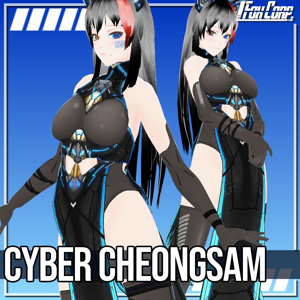 VRoid用 3*4色展開 サイバーチャイナドレス - Cyber Cheongsam 3*4Colors