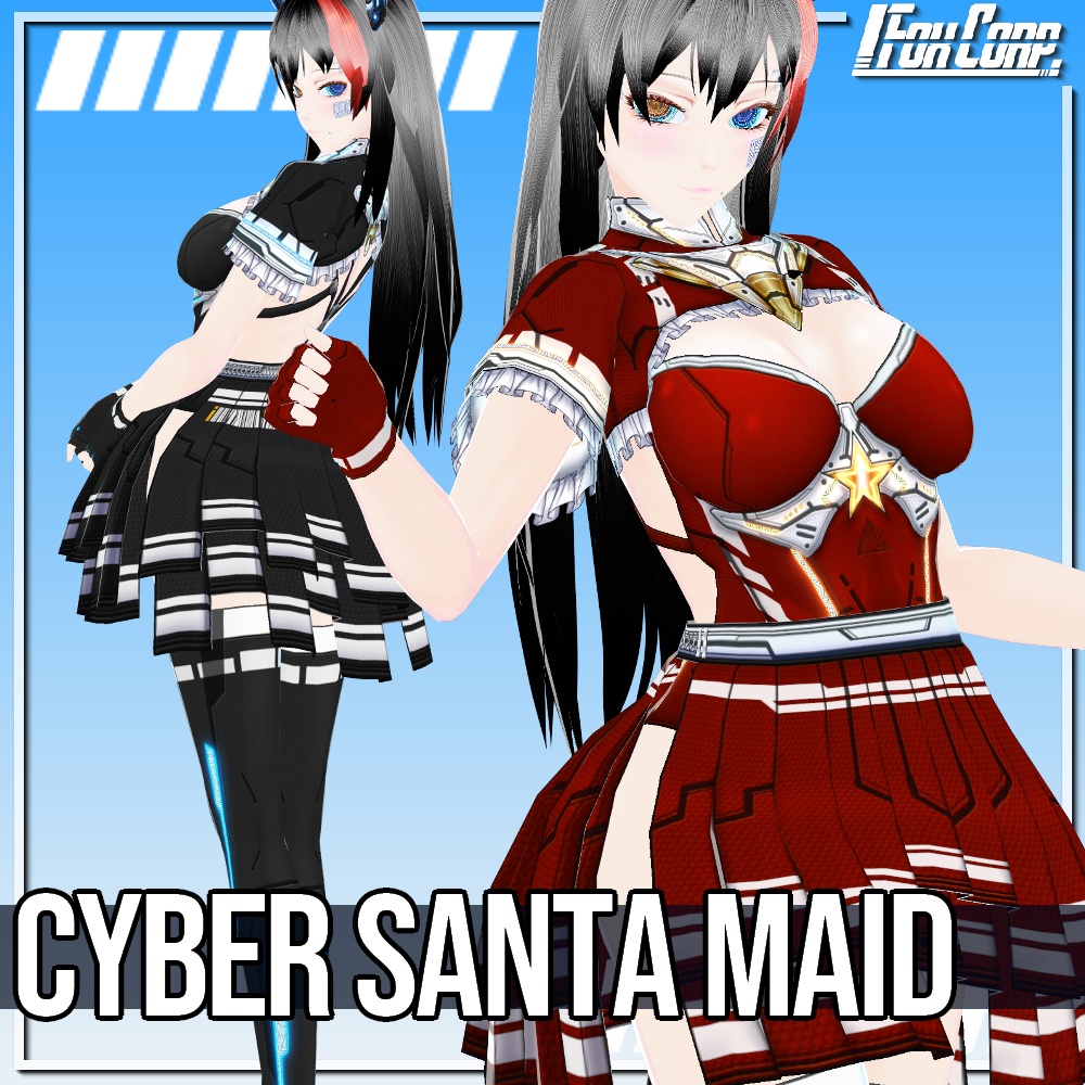 VRoid用 2*5色展開 サイバーサンタ/メイドドレス - Cyber Santa Maid 2*5Colors