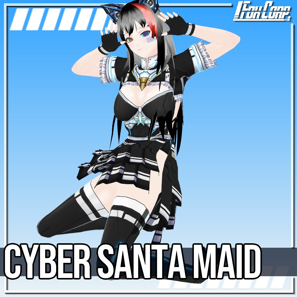 VRoid用 2*5色展開 サイバーサンタ/メイドドレス - Cyber Santa Maid 2*5Colors