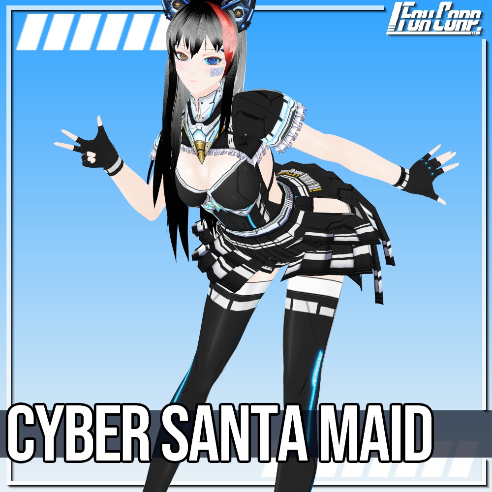 VRoid用 2*5色展開 サイバーサンタ/メイドドレス - Cyber Santa Maid 2*5Colors