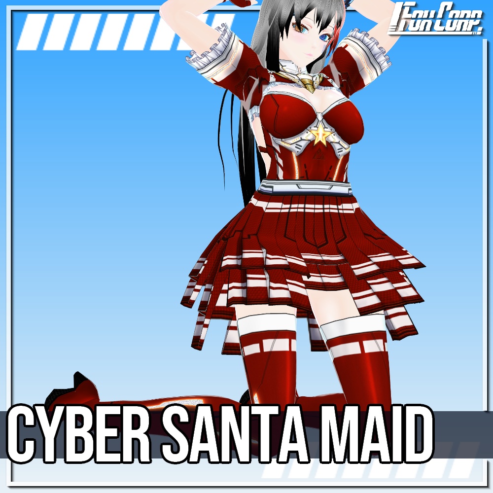 VRoid用 2*5色展開 サイバーサンタ/メイドドレス - Cyber Santa Maid 2*5Colors