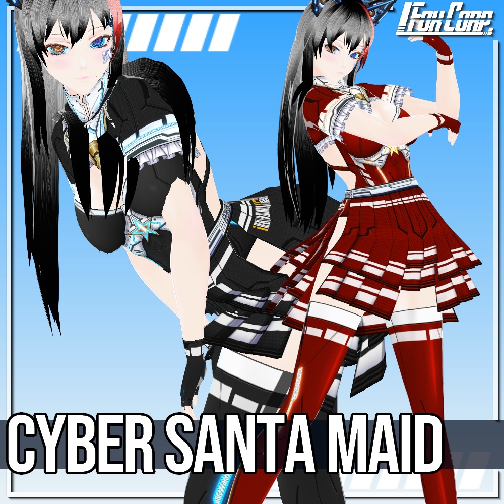 VRoid用 2*5色展開 サイバーサンタ/メイドドレス - Cyber Santa Maid 2*5Colors