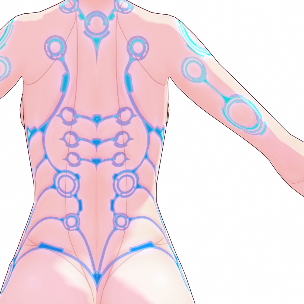 VRoid用 4*5色展開 アンドロイド風サイバーボディースキン肌テクスチャ 3 - Android(Gynoid) Cyber Body Skin Design3 4*5Colors