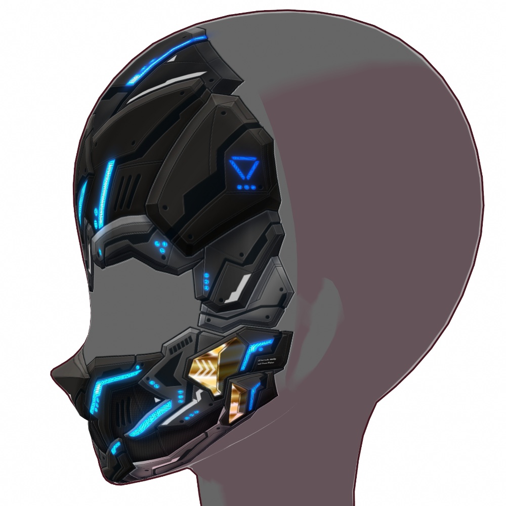 VRoid用 4*5色展開 サイバーマスク / フェイスガード - Cyber Faceguard / Mask