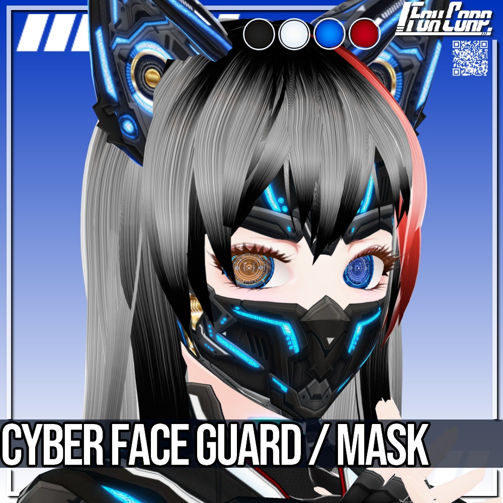 VRoid用 4*5色展開 サイバーマスク / フェイスガード - Cyber Faceguard / Mask