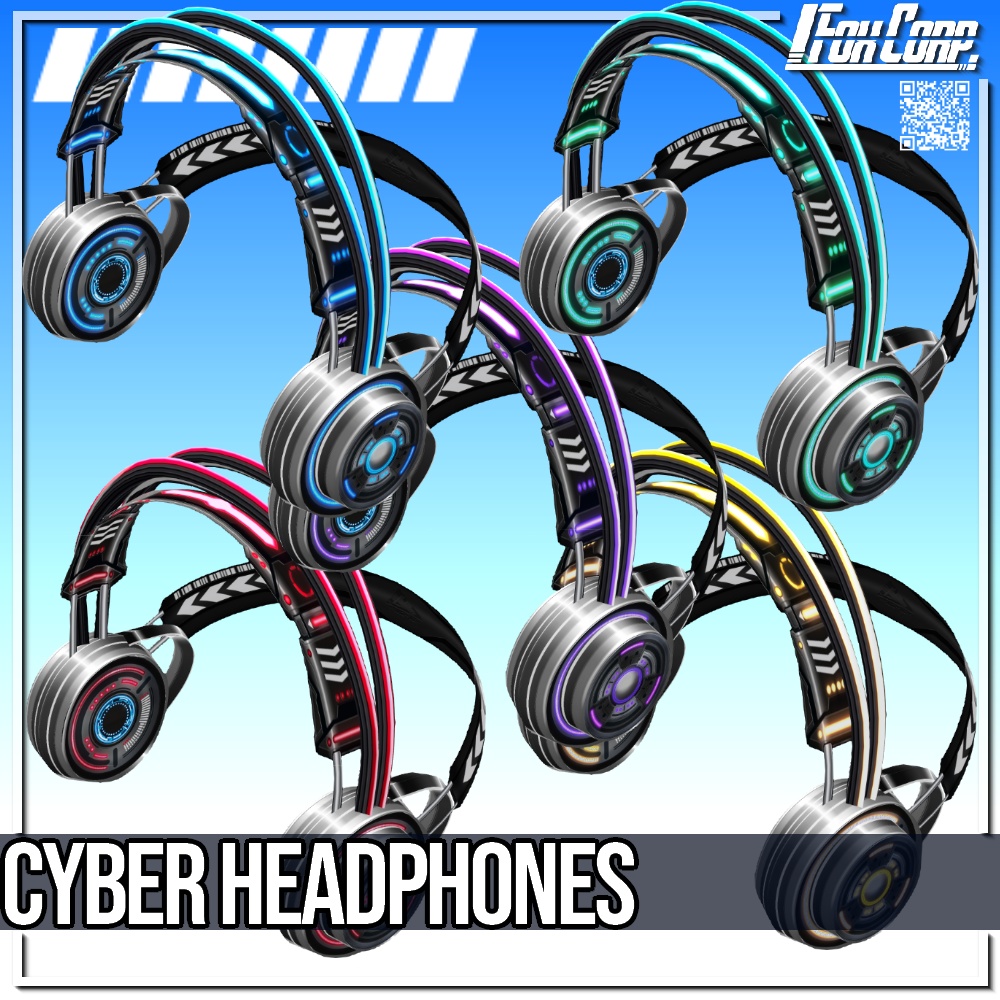 VRoid用 5色展開 サイバーヘッドフォン・ヘッドホン / Cyber Headphones 5Colors