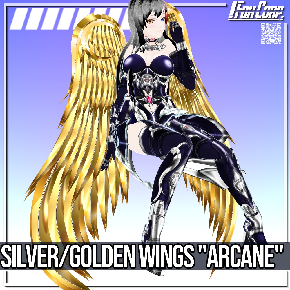VRoid用 ゴールド / シルバー ウィング "Arcane" - Golden & Silver Wings "Arcane"