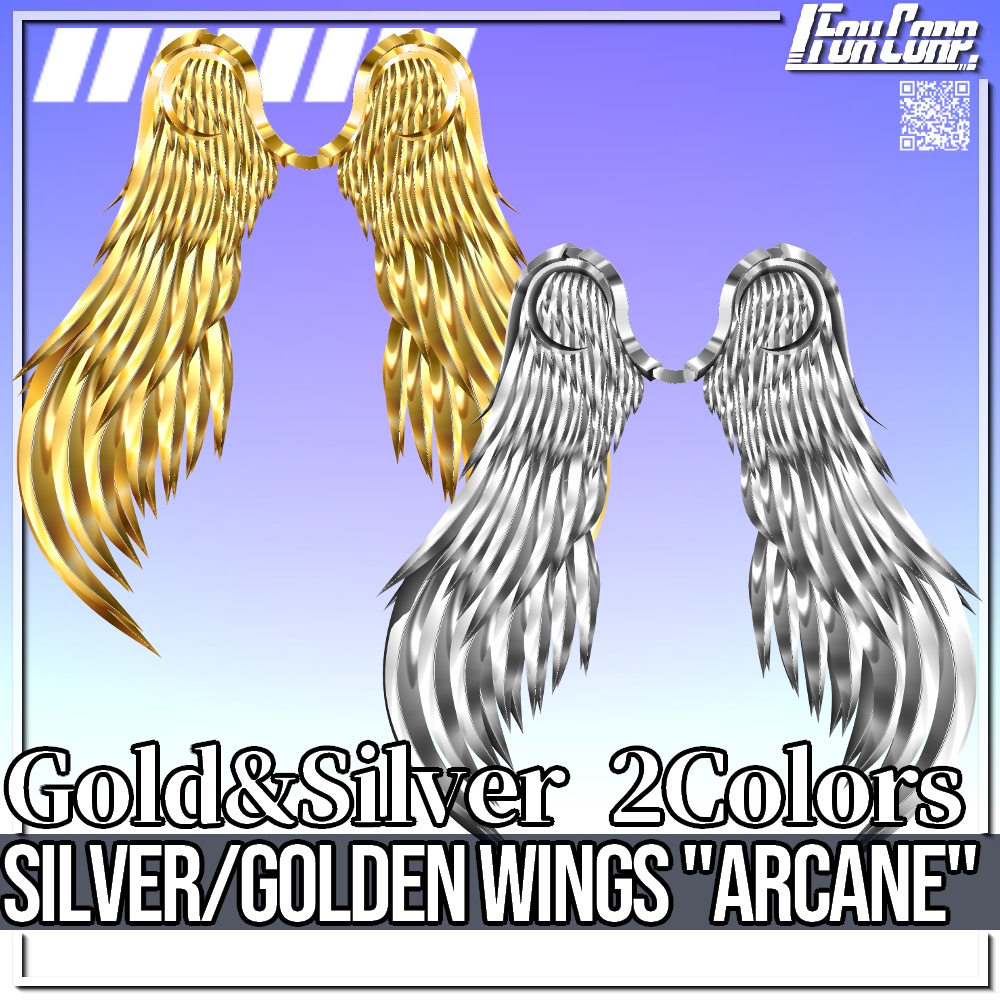 VRoid用 ゴールド / シルバー ウィング "Arcane" - Golden & Silver Wings "Arcane"