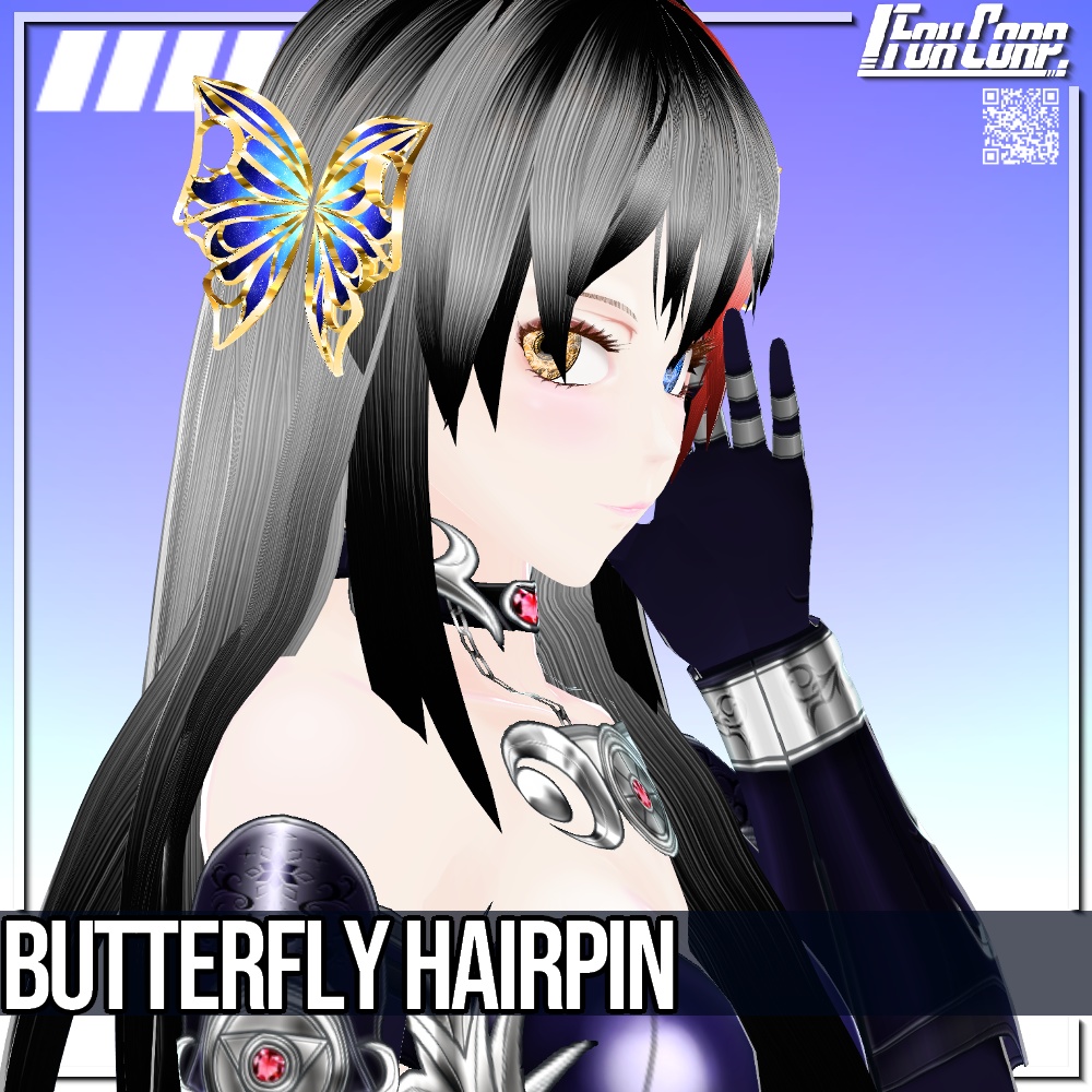 VRoid用 2*5Colors 蝶ヘアピン - Butterfly Hairpin