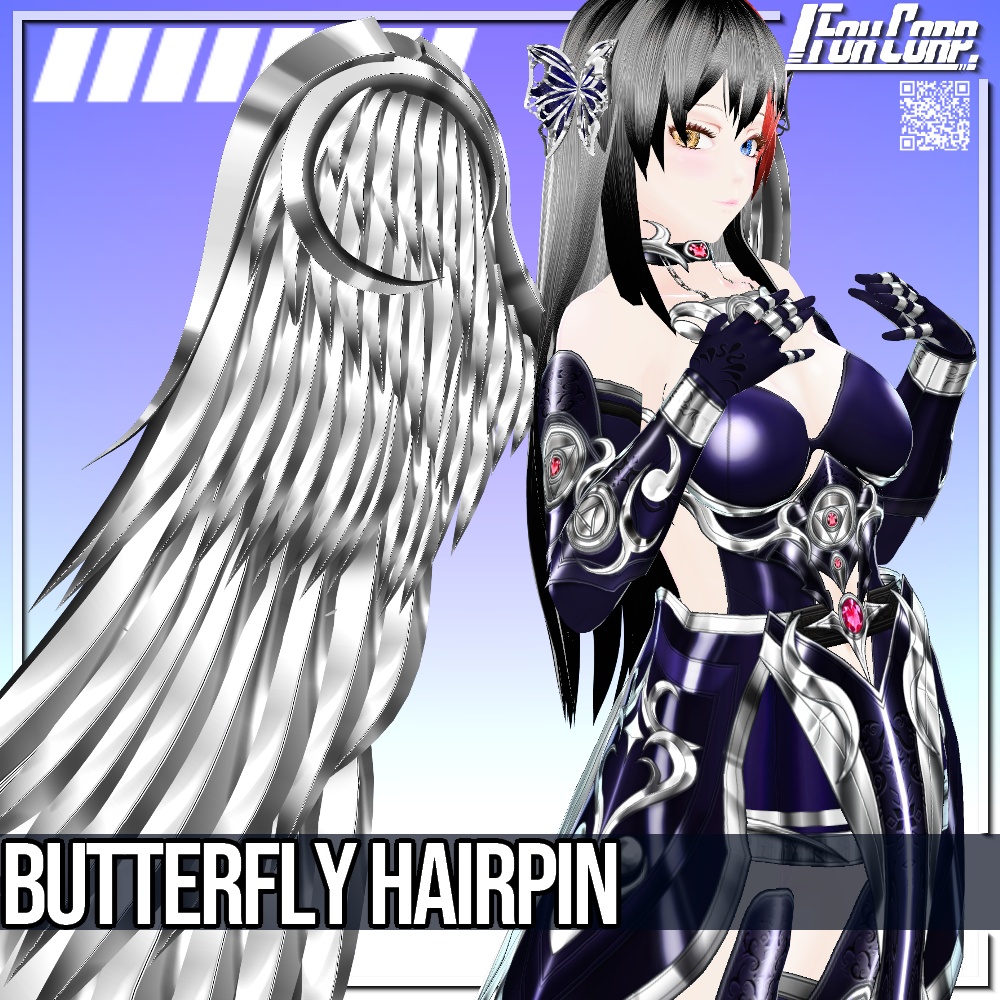 VRoid用 2*5Colors 蝶ヘアピン - Butterfly Hairpin