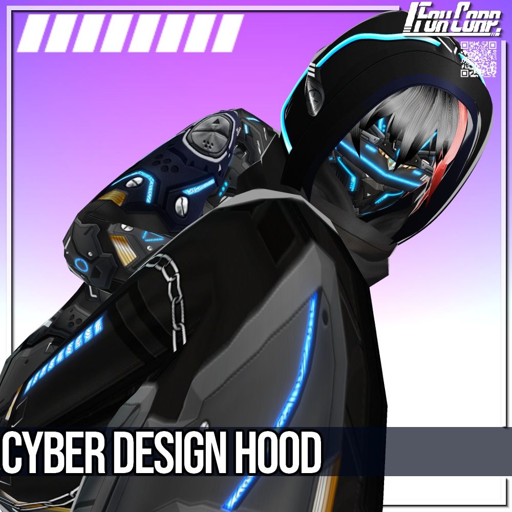 VRoid用 4色展開 サイバーデザインフード - Cyber Design Hood 4Colors