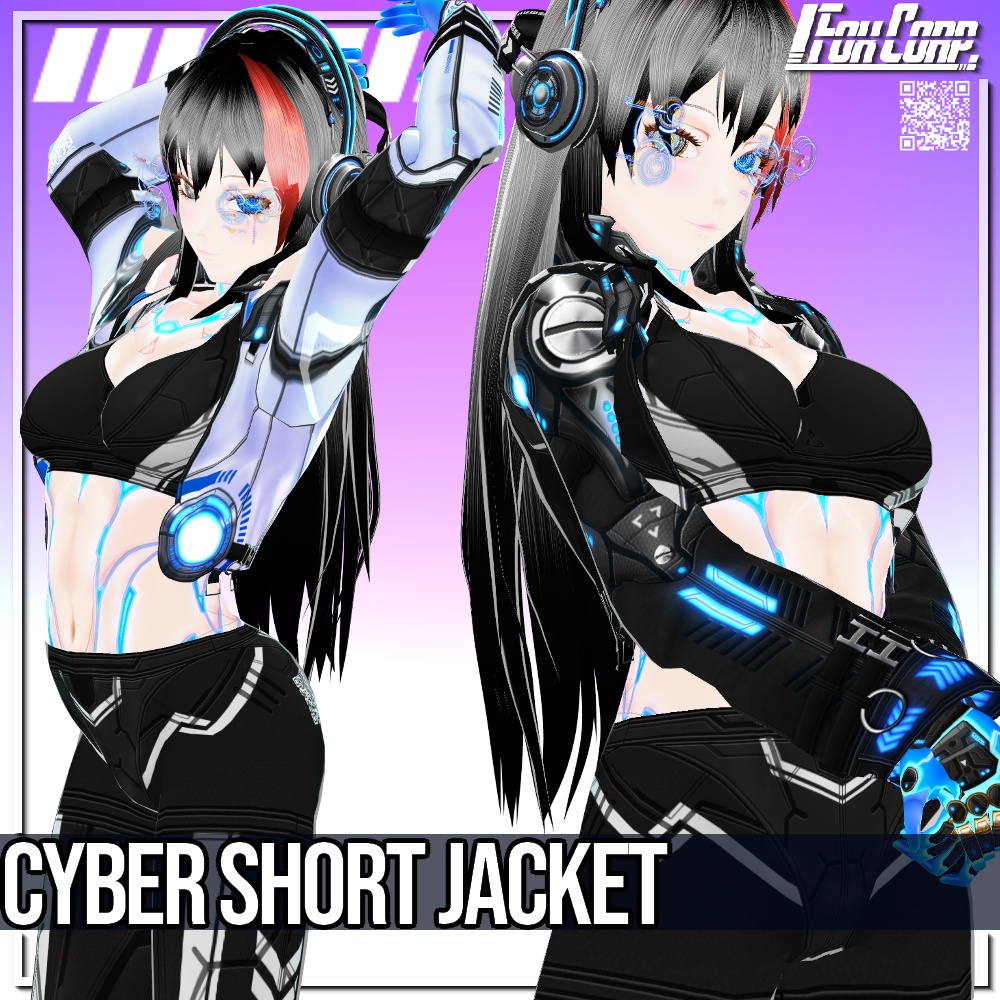 VRoid用 4*4色展開 サイバーショートジャケット - Cyber Short Jacket 4*4 Colors