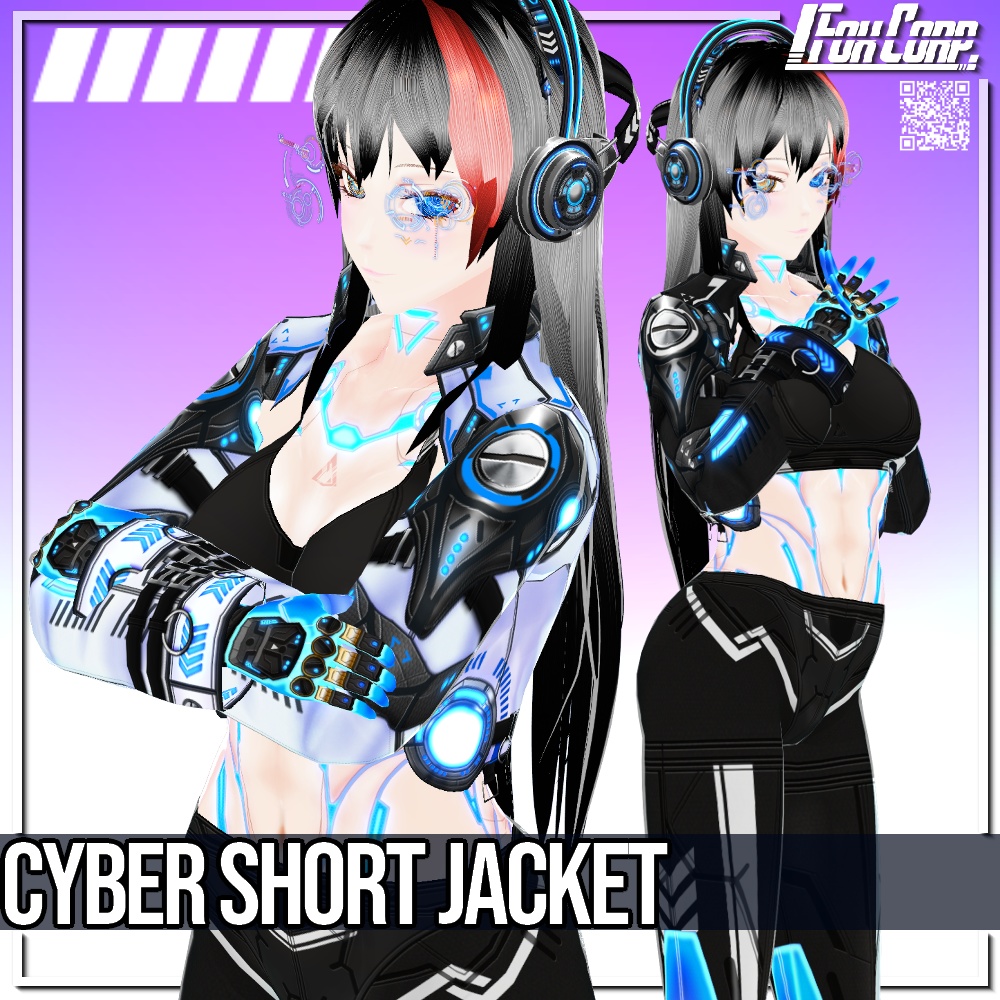VRoid用 4*4色展開 サイバーショートジャケット - Cyber Short Jacket 4*4 Colors