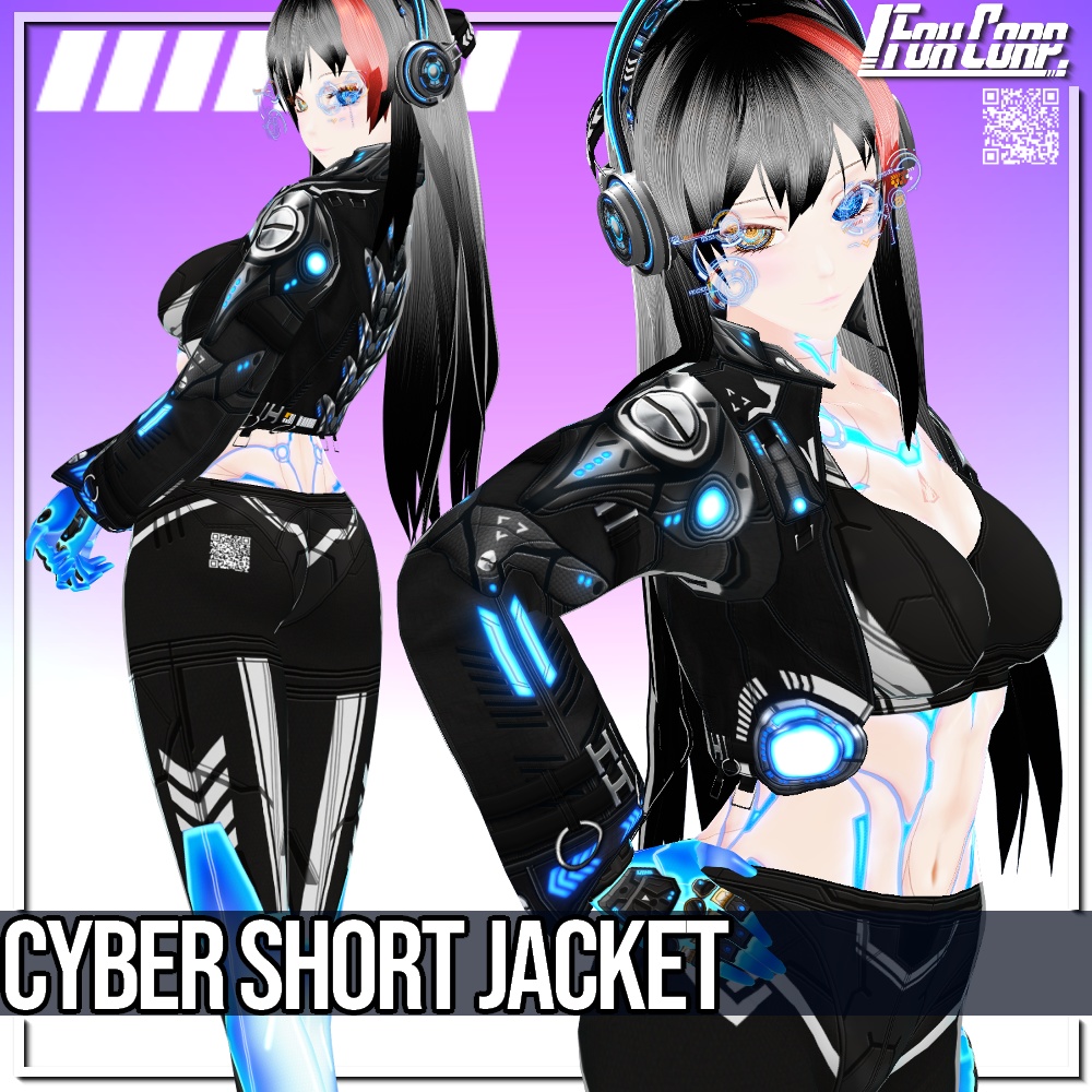 VRoid用 4*4色展開 サイバーショートジャケット - Cyber Short Jacket 4*4 Colors