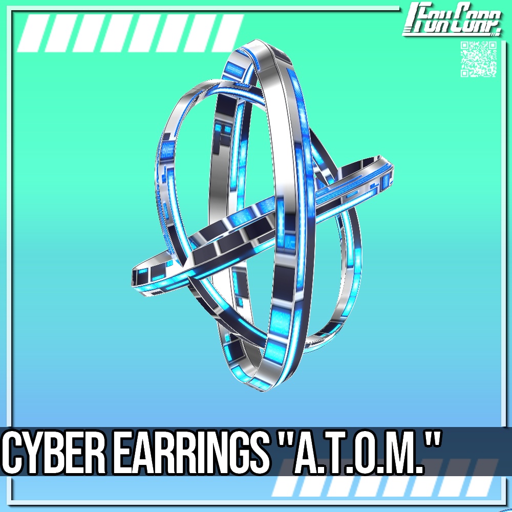 VRoid用 4色展開 サイバーイヤリング "A.T.O.M." - Cyber Earrings "A.T.O.M." 4Colors