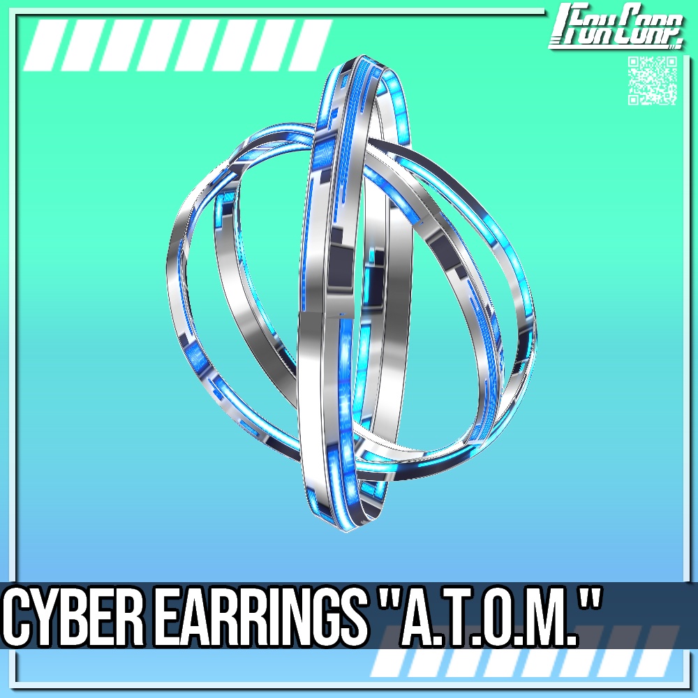 VRoid用 4色展開 サイバーイヤリング "A.T.O.M." - Cyber Earrings "A.T.O.M." 4Colors