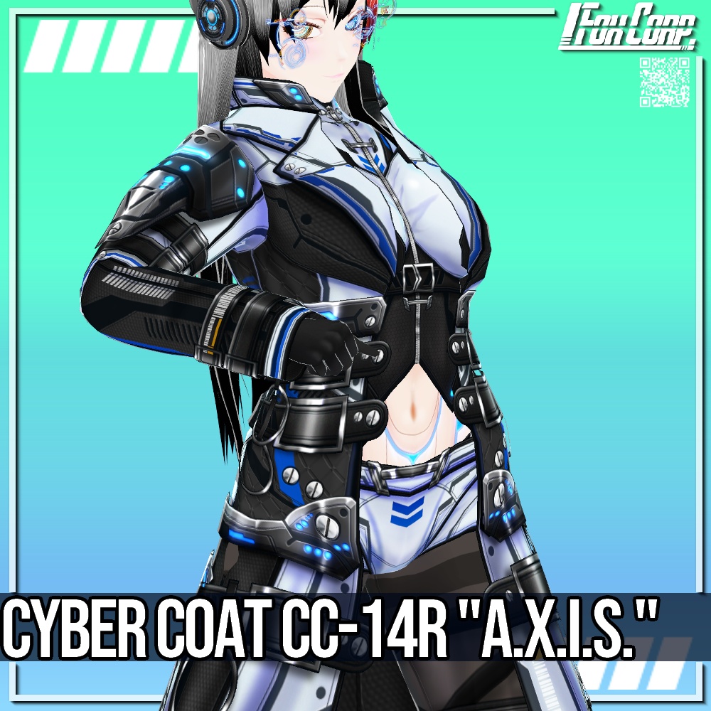 【新色追加!】VRoid用 4*3色展開 サイバーコート "A.X.I.S." - Cyber Coat "A.X.I.S." 4*3Colors
