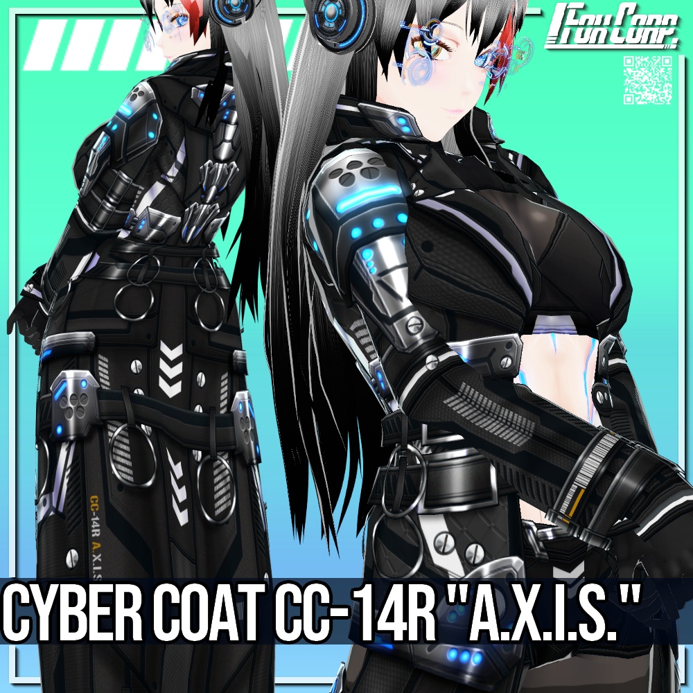 【新色追加!】VRoid用 4*3色展開 サイバーコート "A.X.I.S." - Cyber Coat "A.X.I.S." 4*3Colors