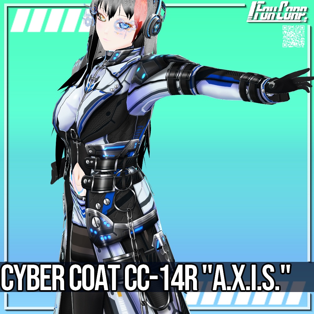 【新色追加!】VRoid用 4*3色展開 サイバーコート "A.X.I.S." - Cyber Coat "A.X.I.S." 4*3Colors