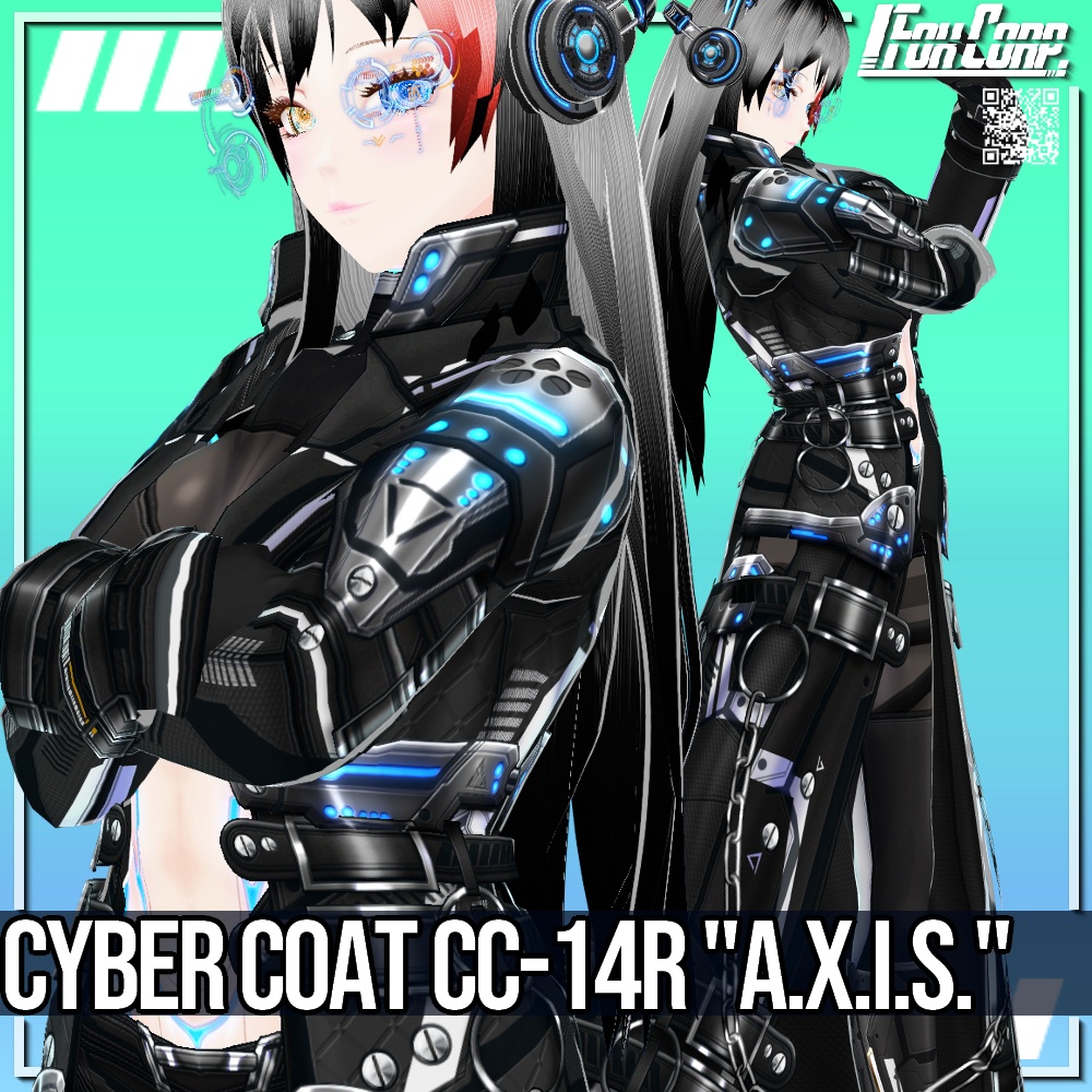 【新色追加!】VRoid用 4*3色展開 サイバーコート "A.X.I.S." - Cyber Coat "A.X.I.S." 4*3Colors