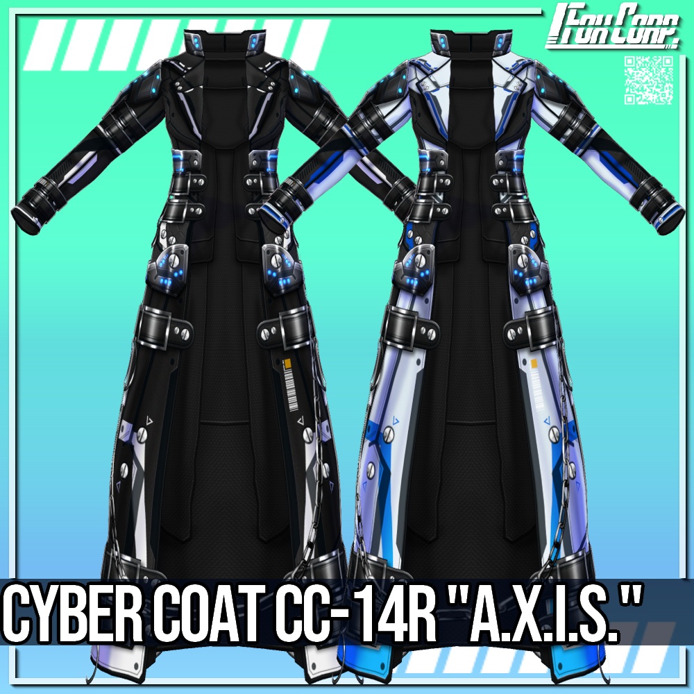 【新色追加!】VRoid用 4*3色展開 サイバーコート "A.X.I.S." - Cyber Coat "A.X.I.S." 4*3Colors
