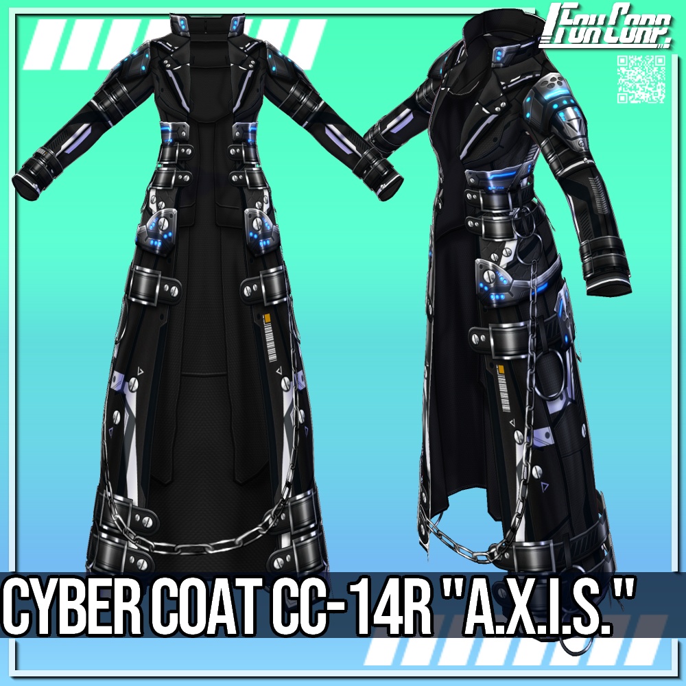 【新色追加!】VRoid用 4*3色展開 サイバーコート "A.X.I.S." - Cyber Coat "A.X.I.S." 4*3Colors