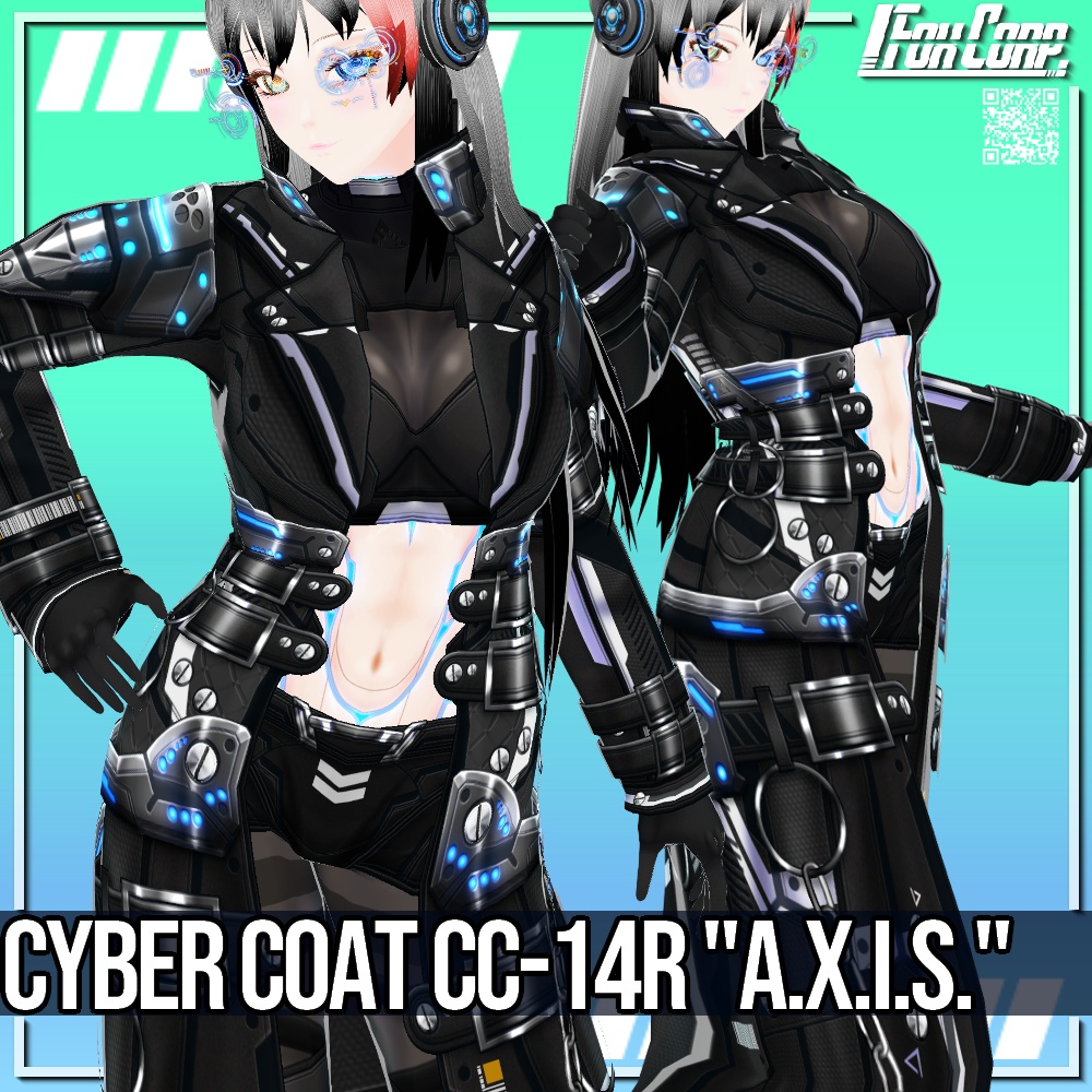 【新色追加!】VRoid用 4*3色展開 サイバーコート "A.X.I.S." - Cyber Coat "A.X.I.S." 4*3Colors