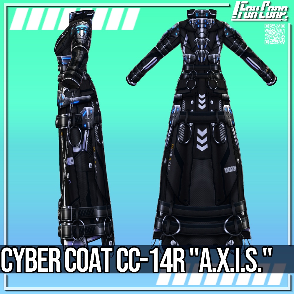 【新色追加!】VRoid用 4*3色展開 サイバーコート "A.X.I.S." - Cyber Coat "A.X.I.S." 4*3Colors