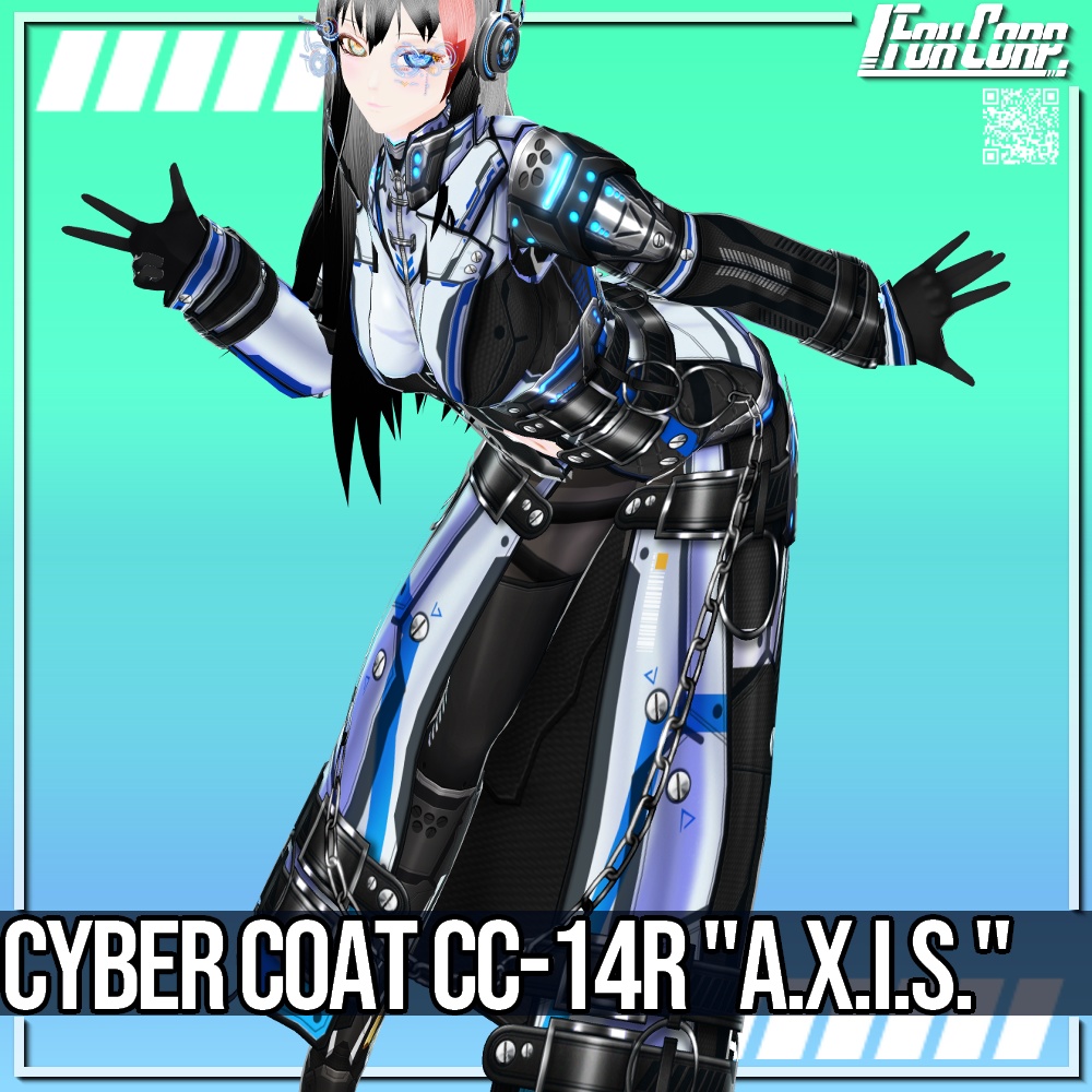【新色追加!】VRoid用 4*3色展開 サイバーコート "A.X.I.S." - Cyber Coat "A.X.I.S." 4*3Colors