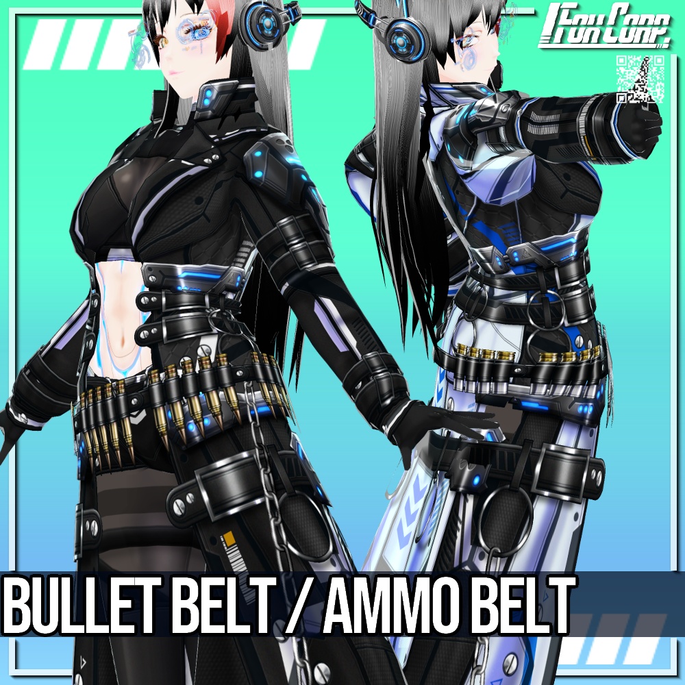 VRoid用 銃弾ベルト / バレットベルト 5パターン - Bullet Belt / Ammo Belt 5Patterns