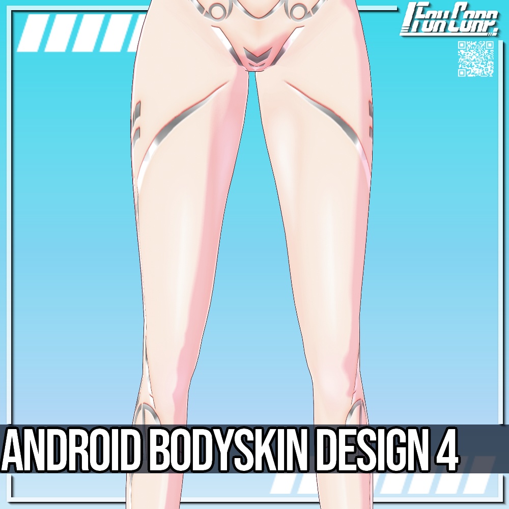 VRoid用 24パターン アンドロイド風サイバーボディースキン肌テクスチャ 4 - Android(Gynoid) Cyber Body Skin Design4 24Patterns