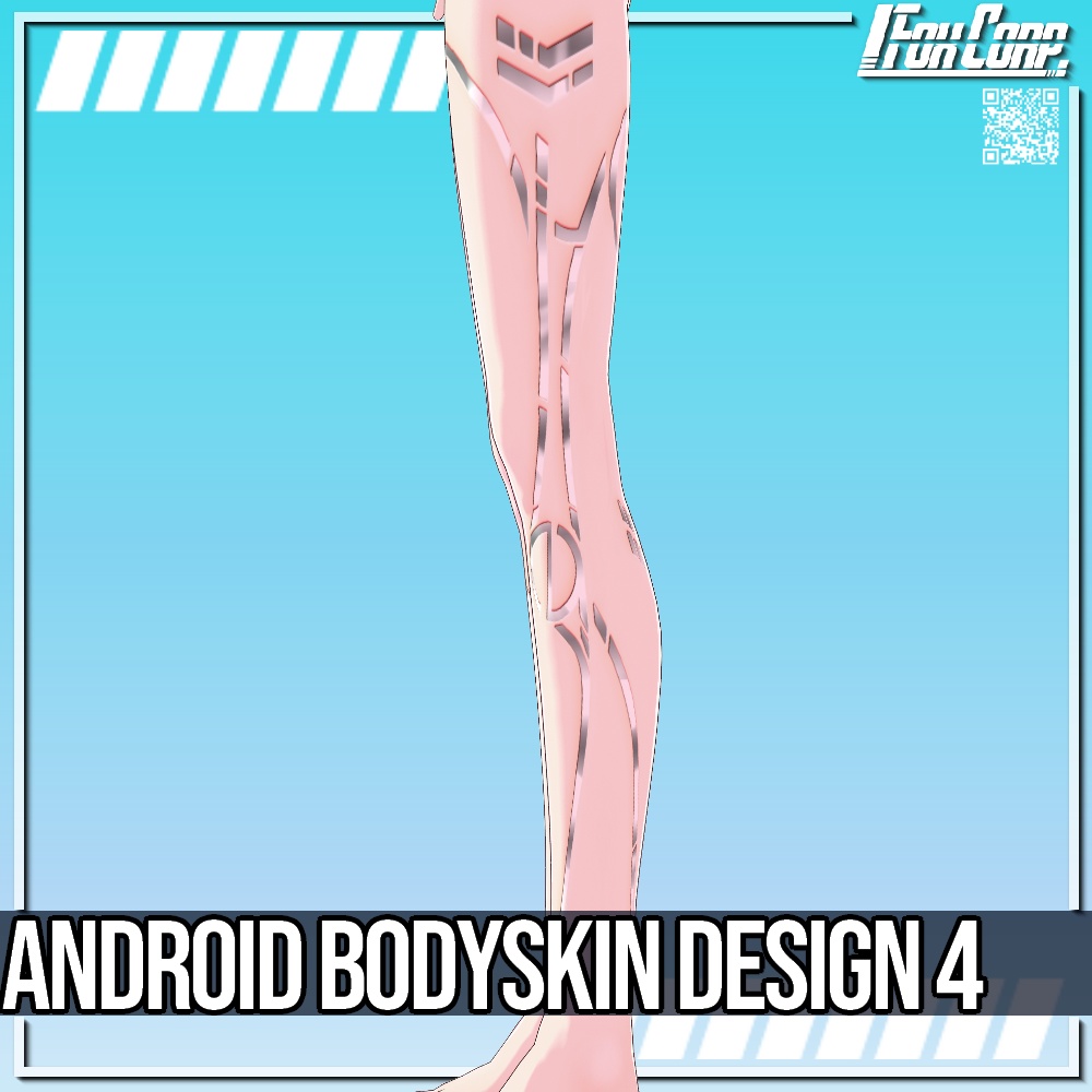 VRoid用 24パターン アンドロイド風サイバーボディースキン肌テクスチャ 4 - Android(Gynoid) Cyber Body Skin Design4 24Patterns