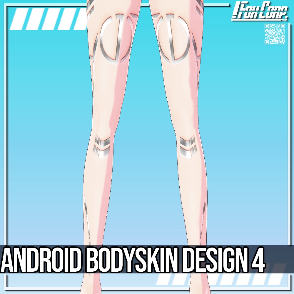 VRoid用 24パターン アンドロイド風サイバーボディースキン肌テクスチャ 4 - Android(Gynoid) Cyber Body Skin Design4 24Patterns