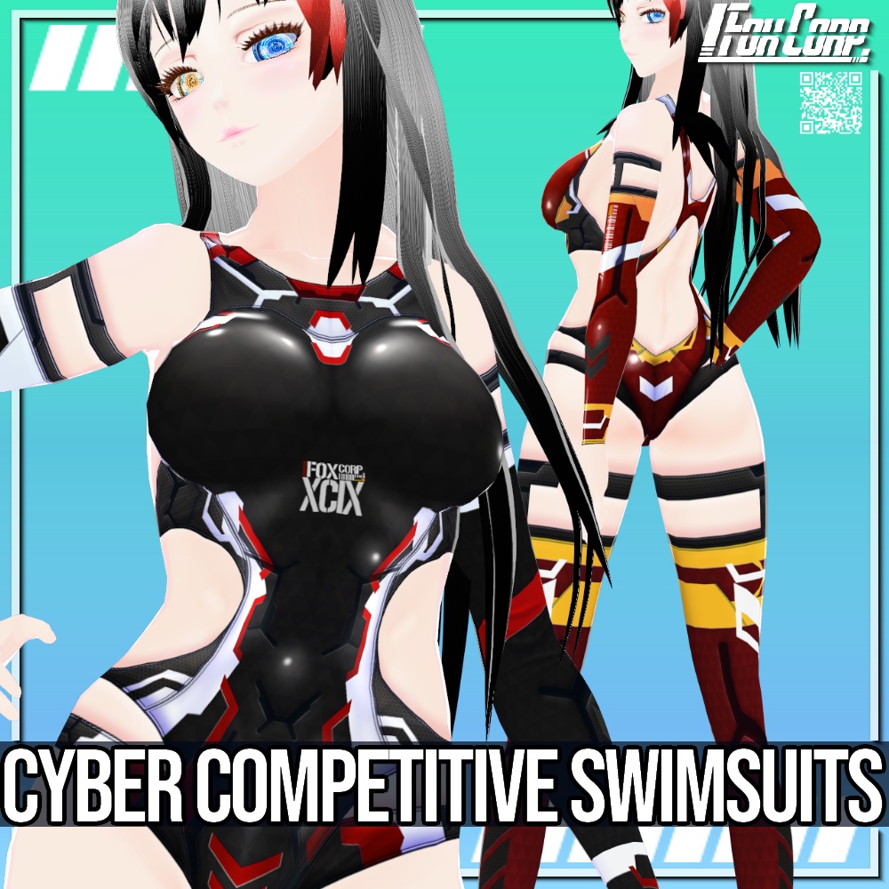 VRoid用 8色展開 サイバー競泳水着 - Cyber Competitive Swimsuits 8Colors