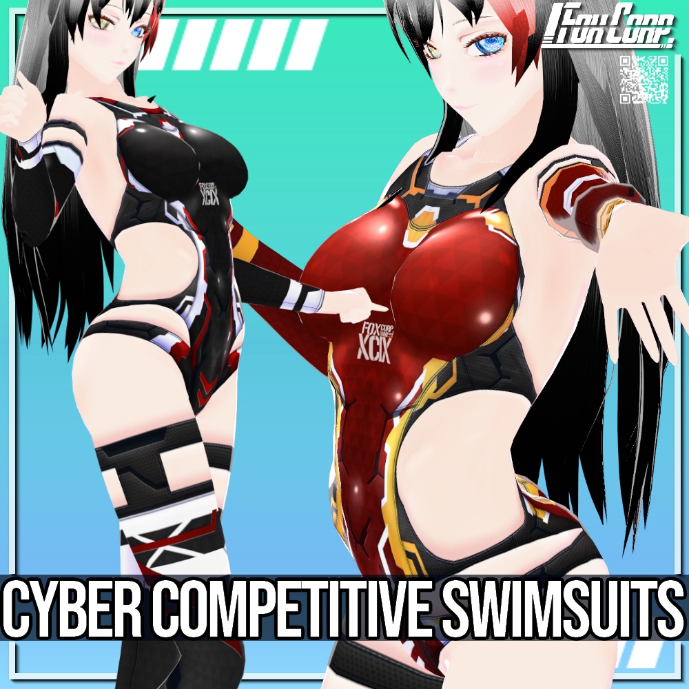 VRoid用 8色展開 サイバー競泳水着 - Cyber Competitive Swimsuits 8Colors