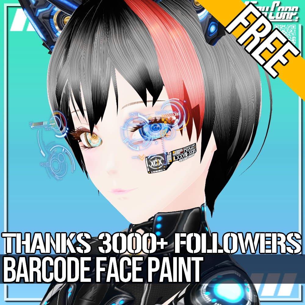 VRoid用 FREE! バーコードフェイスペイント - Barcode Facepaint