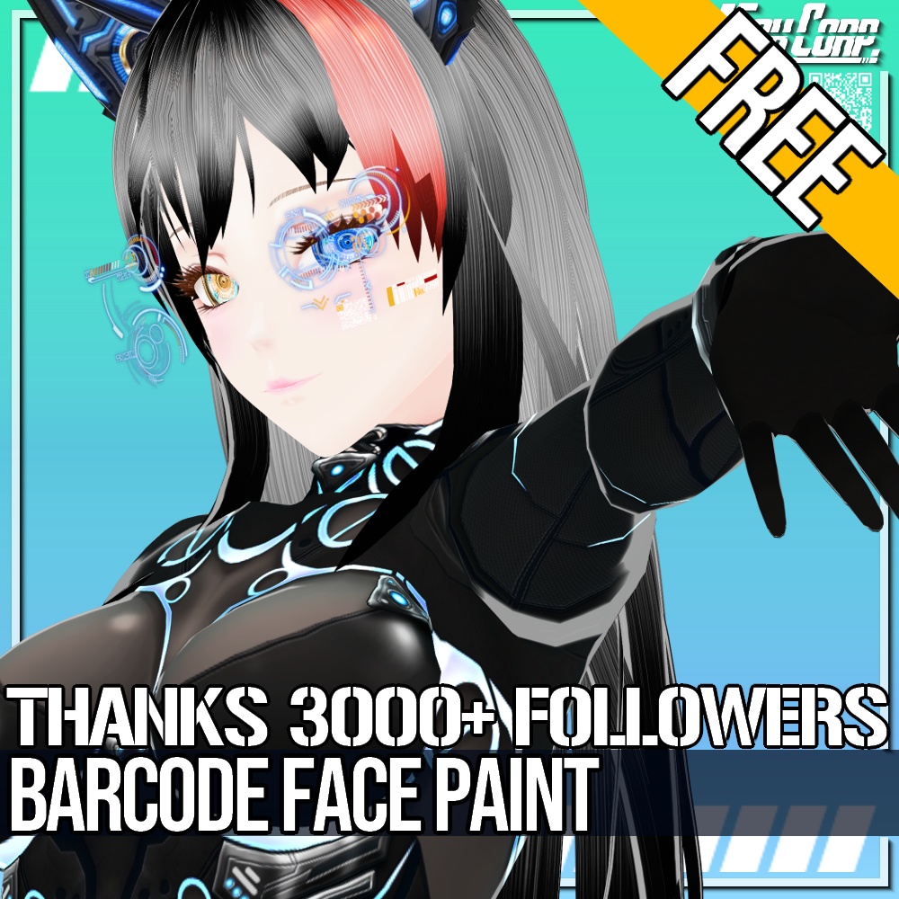 VRoid用 FREE! バーコードフェイスペイント - Barcode Facepaint