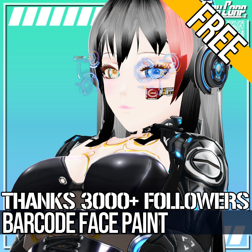 VRoid用 FREE! バーコードフェイスペイント - Barcode Facepaint