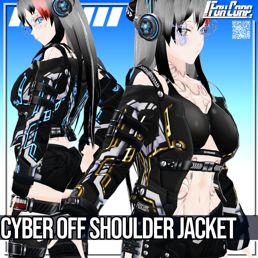 VRoid用 6色展開 サイバーオフショルダージャケット - Cyber Off Shoulder Jacket 6Colors