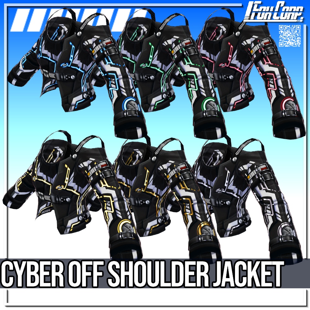 VRoid用 6色展開 サイバーオフショルダージャケット - Cyber Off Shoulder Jacket 6Colors