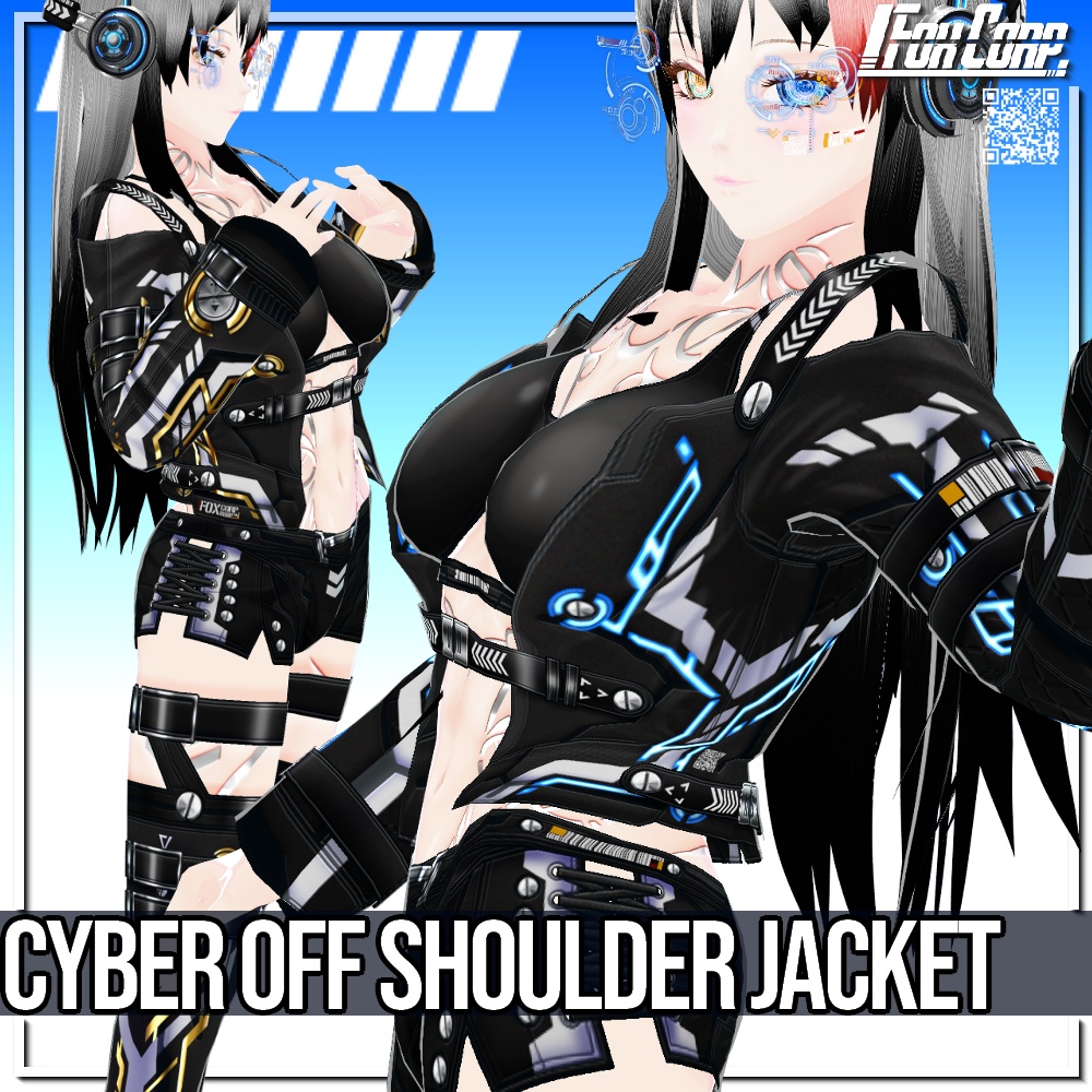 VRoid用 6色展開 サイバーオフショルダージャケット - Cyber Off Shoulder Jacket 6Colors