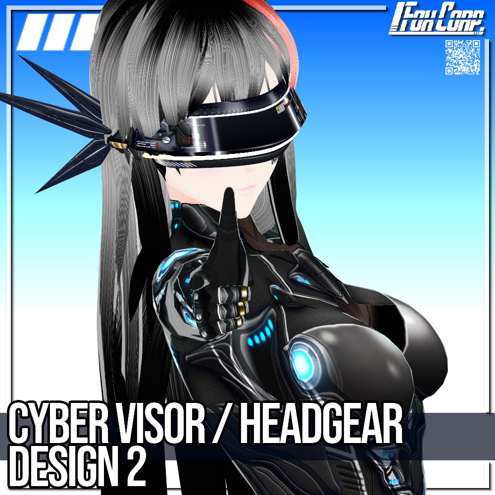 VRoid用 3*4Colors サイバーヘッドギア / バイザー デザイン2 - Cyber Headgear / Visor Design2 3*3 Colors