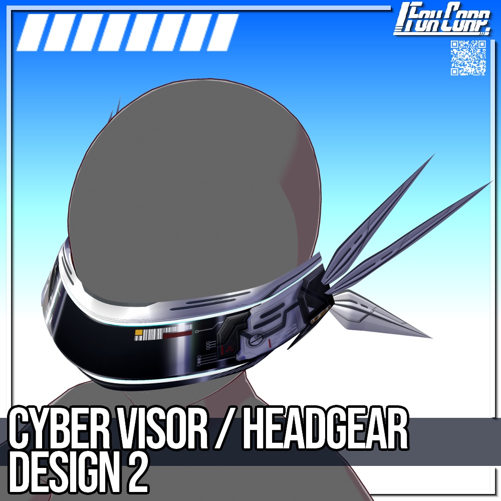 VRoid用 3*4Colors サイバーヘッドギア / バイザー デザイン2 - Cyber Headgear / Visor Design2 3*3 Colors