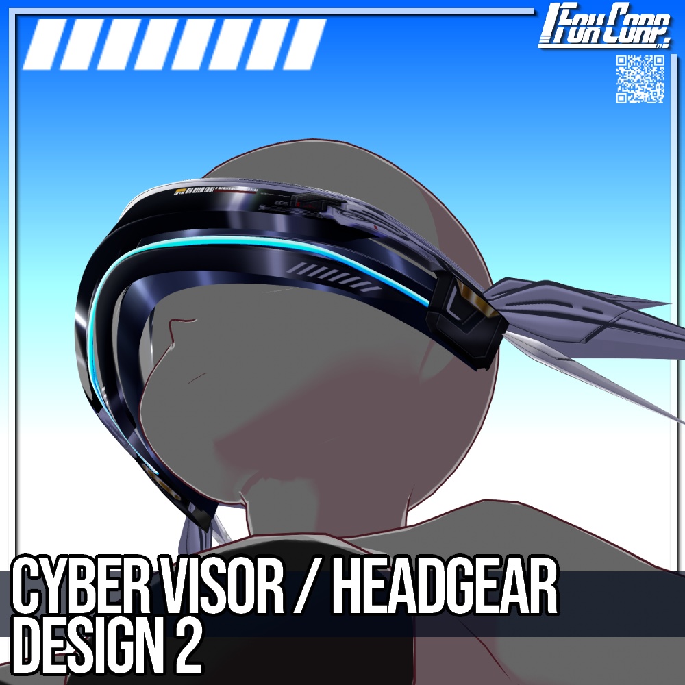 VRoid用 3*4Colors サイバーヘッドギア / バイザー デザイン2 - Cyber Headgear / Visor Design2 3*3 Colors