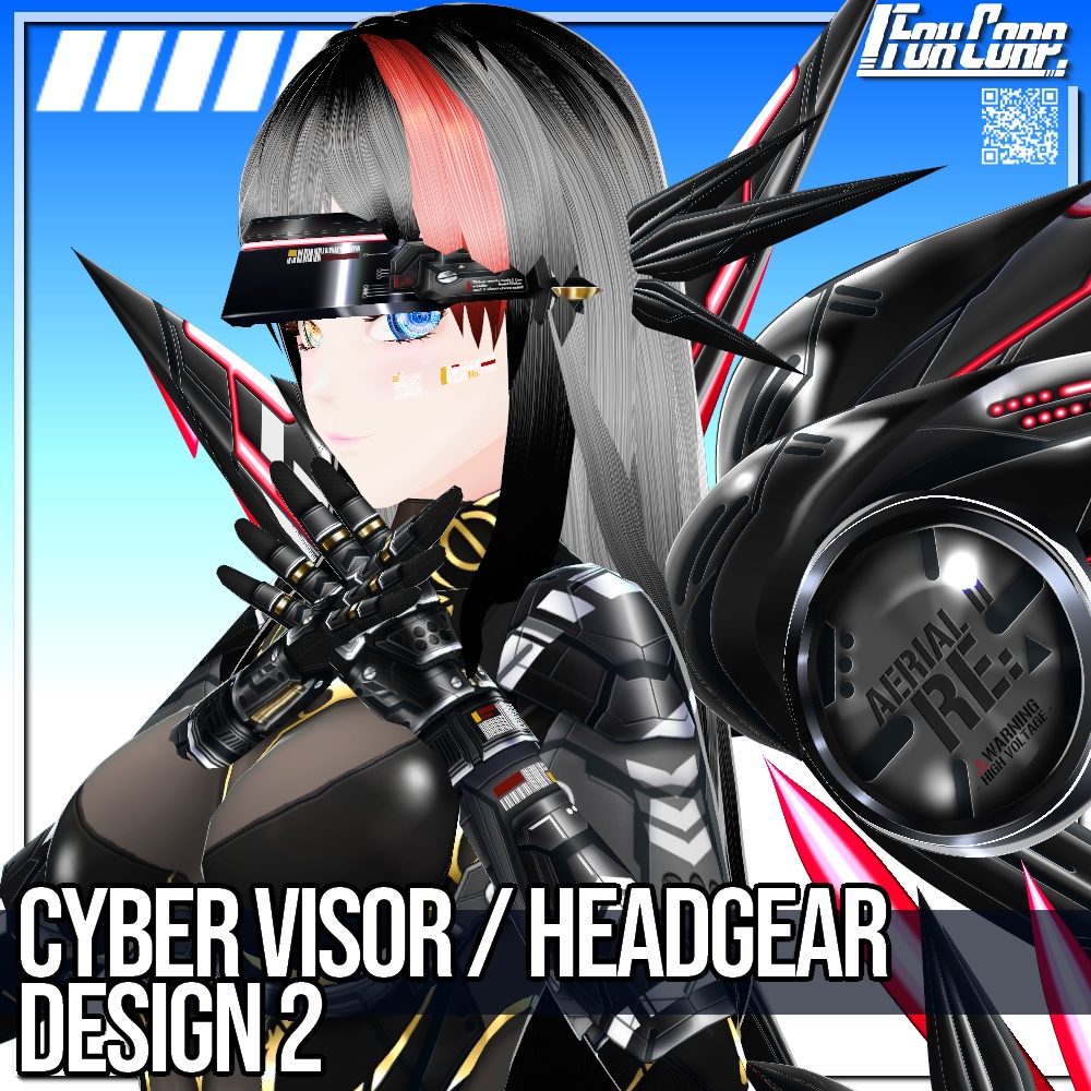VRoid用 3*4Colors サイバーヘッドギア / バイザー デザイン2 - Cyber Headgear / Visor Design2 3*3 Colors