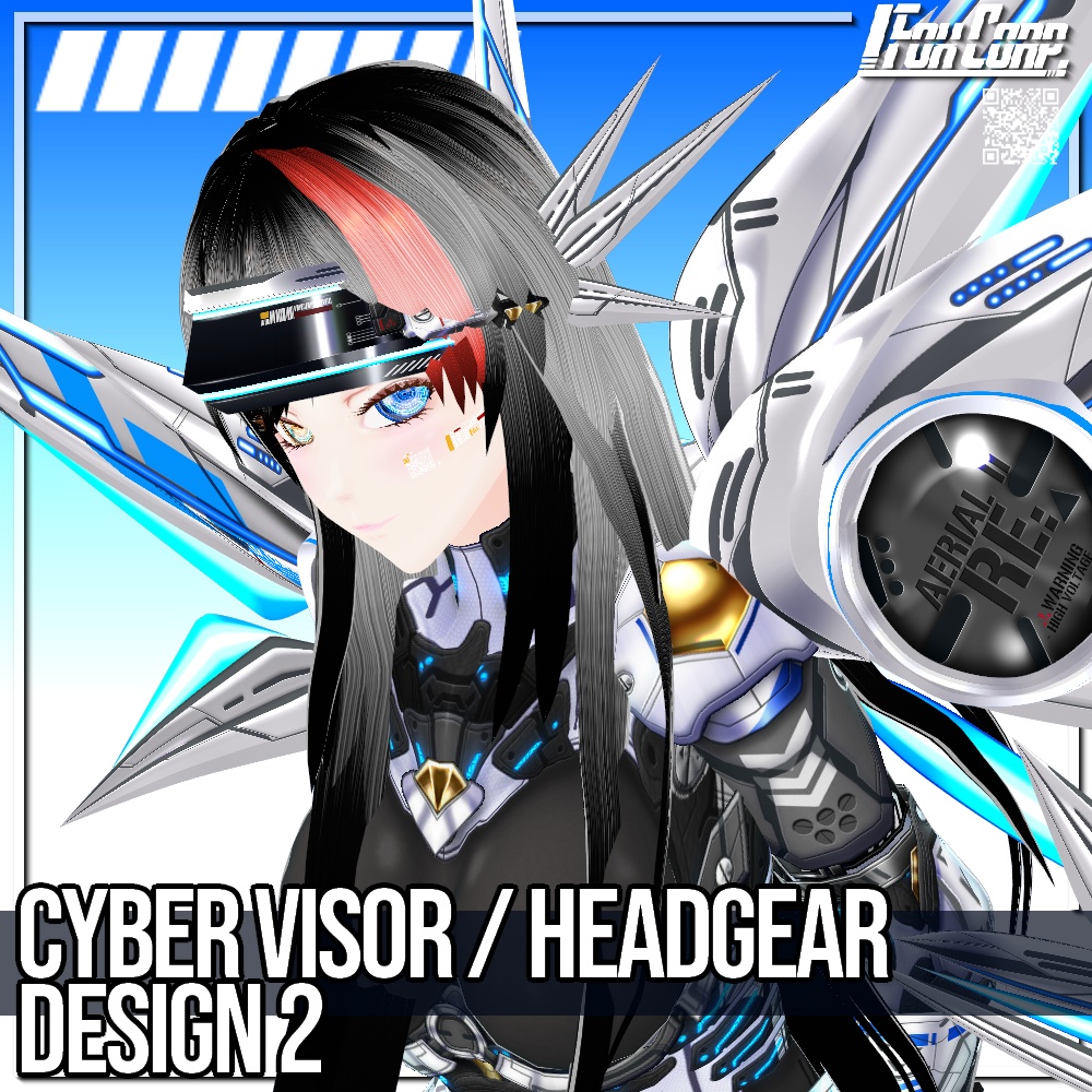 VRoid用 3*4Colors サイバーヘッドギア / バイザー デザイン2 - Cyber Headgear / Visor Design2 3*3 Colors