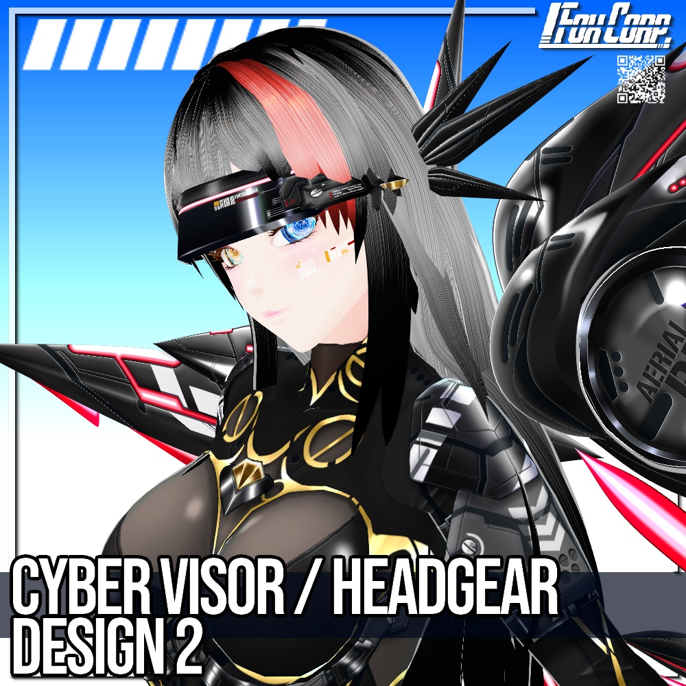 VRoid用 3*4Colors サイバーヘッドギア / バイザー デザイン2 - Cyber Headgear / Visor Design2 3*3 Colors