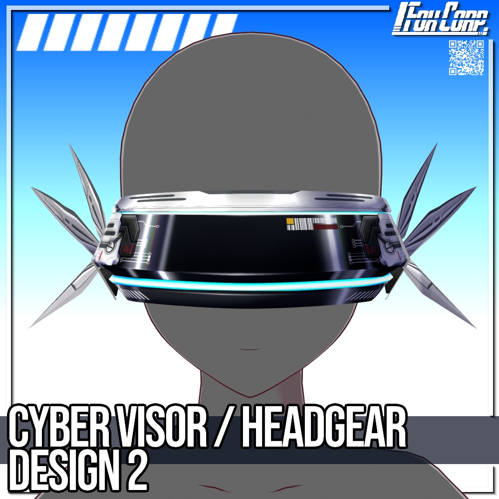 VRoid用 3*4Colors サイバーヘッドギア / バイザー デザイン2 - Cyber Headgear / Visor Design2 3*3 Colors